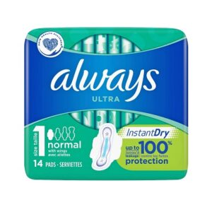 Always Ultra Day Sanitary Normal Pads W Wings 14's Half Box