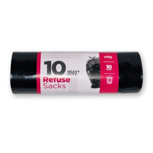 Black Refuse Bags Heavy Duty 10's Roll - Elite