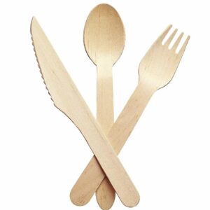 Wooden Forks Knives Spoons Half Box