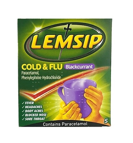 Lemsip Cold & Flu Sachets 5's - Blackcurrant