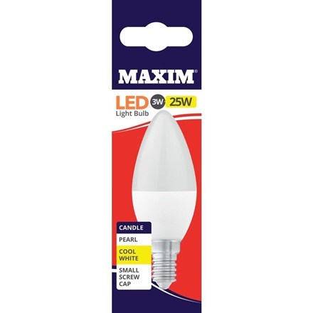 STA033.jpg Maxim LED Bulb 3w=25w Small Candle Screw