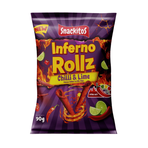 Snackitos-Inferno-Rolls-Chilli-Lime-16x90g.png Snackitos Inferno Rollz Chilli & Lime 90g